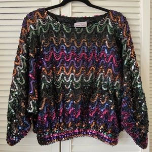 Vintage Three Flaggs Multicolor Sequin Top - Size L